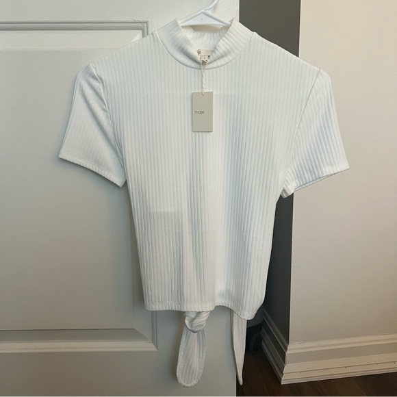 Maje Tops - Maje White Tie-Back Crop Top- Size 1; New with Tags ( Never Worn)